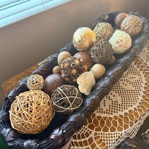 Long Basket W/Decorative Balls Included!